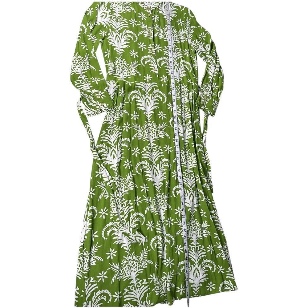 ZARA Green White Floral Button Down Maxi Dress M Resort Vacation Old Money Chic - Picture 7 of 11